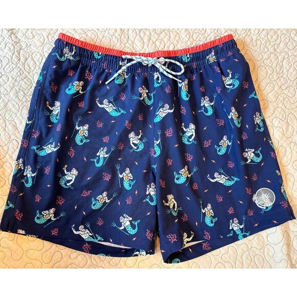 Chubbies Other - Chubbies Men's‎ Navy Blue Swim Trunks with Merman Print Size Medium #498 NWOT